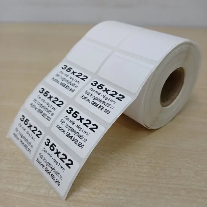 Decal in Nhiệt 35x22mm - Giấy in mã vạch, decal nhiệt 2 tem/hàng [Cuộn 28m] - Hình ảnh 2