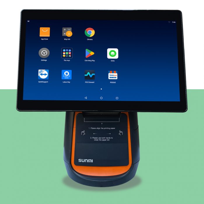 Máy tính tiền Pos SUNMI T1 - Máy POS bán hàng tích hợp in hóa đơn Like new 90-95% (máy qua sử dụng)